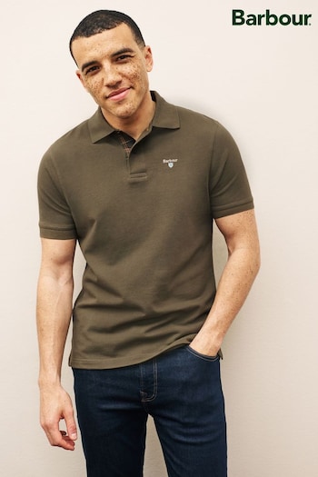 Barbour® Olive Green Classic Pique Polo Shirt (M51444) | £50