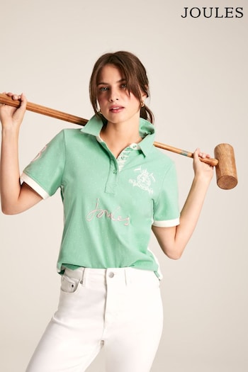 Joules Beaufort Green Short Sleeve Cotton Issey Polo Shirt (M51908) | £49.95