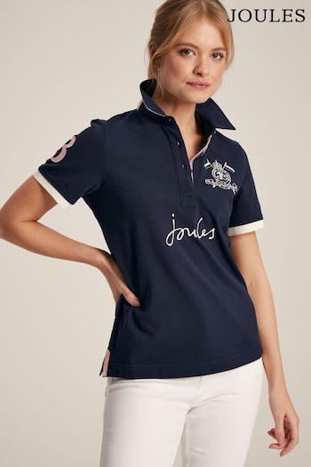 Joules Beaufort Navy Short Sleeve Cotton Schilz Polo Shirt (M51911) | £49.95
