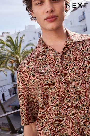 Multi Printed Short Sleeve Shirt With Cuban Collar (M51951) | £30