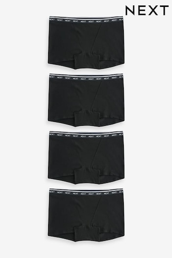Black activewearhort Cotton Rich Logo Knickers 4 Pack (M51958) | £17