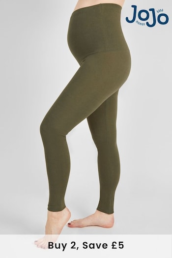 JoJo Maman Bébé Khaki Green Cotton Rich Maternity Leggings (M51964) | £22.50