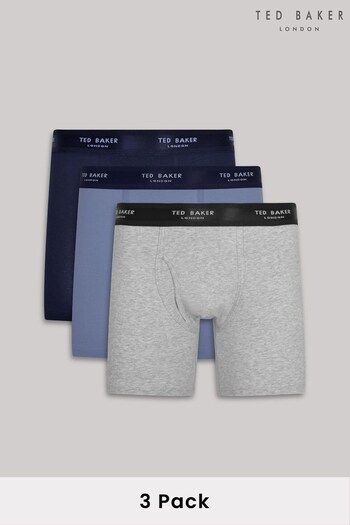 Ted Baker Blue Cotton Boxer Briefs Three Pack (M52355) | £38