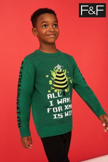 F&F Green Novelty Knitted Jumper (M52495) | £14 - £18