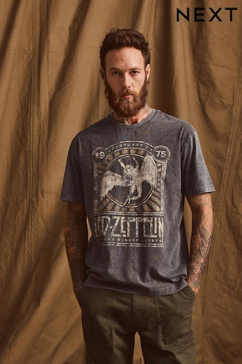 Grey Acid Wash Led Zeppelin Band T-Shirt (M54024) | £22