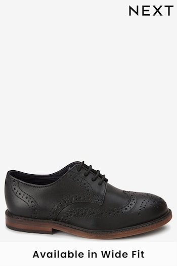 Black Wide Fit (G) Leather Brogues (M55866) | £32 - £42