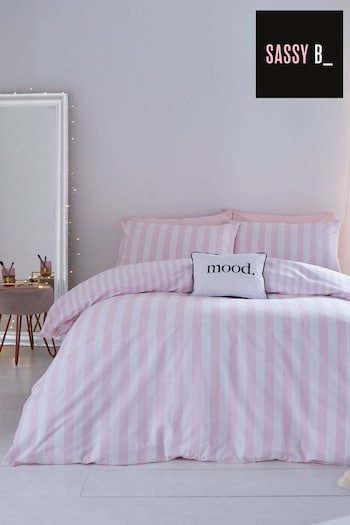 Sassy B Pink Stripe Tease Duvet Cover And Pillowcase Set (M55897) | £16 - £26