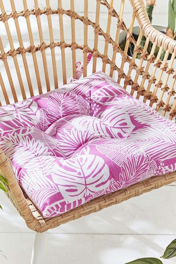 Catherine Lansfield Set of 2 Pink Tropical Palm Outdoor/Indoor Water Resistant Seat Pads (M56200) | £22