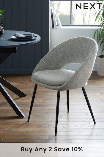 Set of 2 Tweedy Plain Mid Grey Hewitt Black Leg Dining Chairs (M56508) | £280