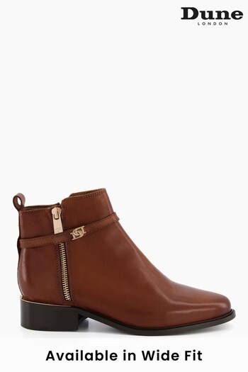 Dune London Brown Pap Buckle Trim Ankle Boots (M57029) | £110