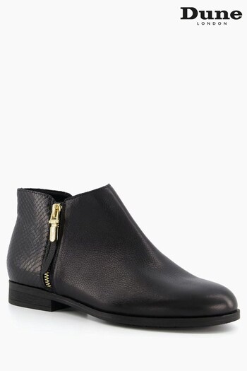 Dune London Black Pandie Side Zip Cropped Ankle Boots (M57063) | £95