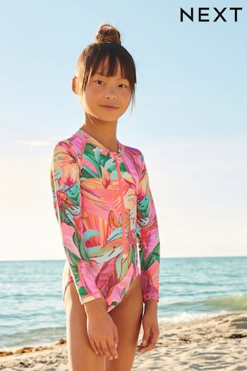 Mango Palm Print Long Sleeved Swimsuit (3-16yrs) (M57125) | £17 - £22