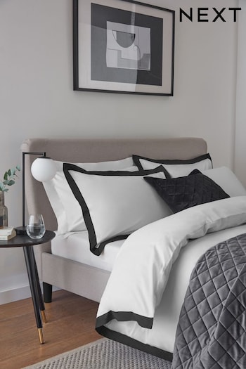White With Black Oxford Cotton Rich Oxford Duvet Cover and Pillowcase Set (M57175) | £25 - £55