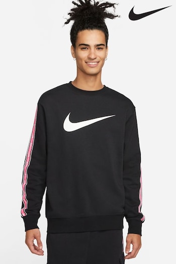 Nike Black/Pink Repeat Fleece Crew Sweatshirt (M57703) | £60