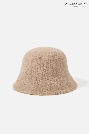 Accessorize Camel Tan Brown Fluffy Bucket Hat (M58139) | £14