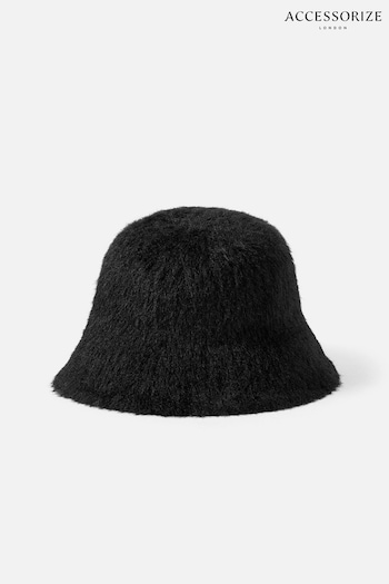 Accessorize Black Fluffy Bucket Hat (M58140) | £14