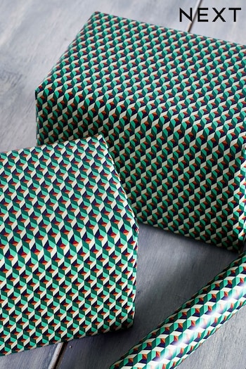 Teal Blue Geo Print 6M Wrapping Paper (M58820) | £4