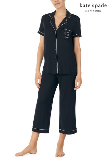 kate spade new york Black Cropped Leg Pyjama Set (M59019) | £99