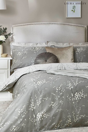Laura Ashley Set of 2 Steel Grey 100% Cotton Pussy Willow Pillowcases (M59129) | £20