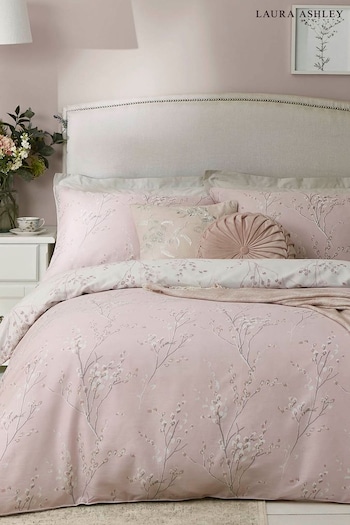 Laura Ashley Set of 2 Blush Pink 100% Cotton Pussy Willow Pillowcases (M59131) | £20