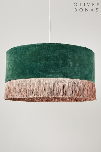 Oliver Bonas Green Velvet And Tassel Light Shade (M59218) | £60