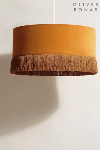 Oliver Bonas Yellow Velvet and Tassel Light Shade (M59226) | £60