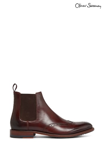 Oliver Sweeney Brown Portrush Burgundy Calf Leather Chelsea Boots (M59927) | £199