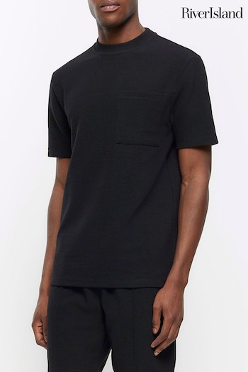 River Island Black Regular Fit Smart T-Shirt (M60202) | £22