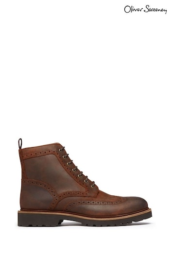 Oliver Sweeney Milbrook Calf leather Brown Brogue Boots New (M60872) | £199