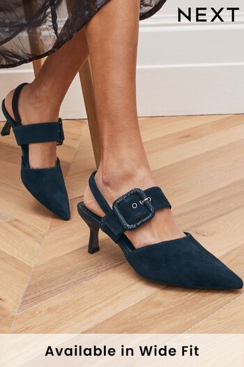 Navy Blue Forever Comfort® Leather Buckle Detail Shoes (M60929) | £48