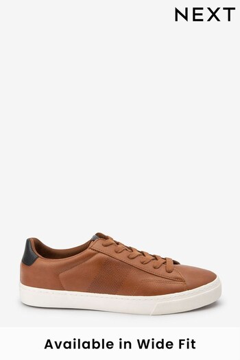 Tan Brown Regular Fit Perforated Side Trainers (M60937) | £32