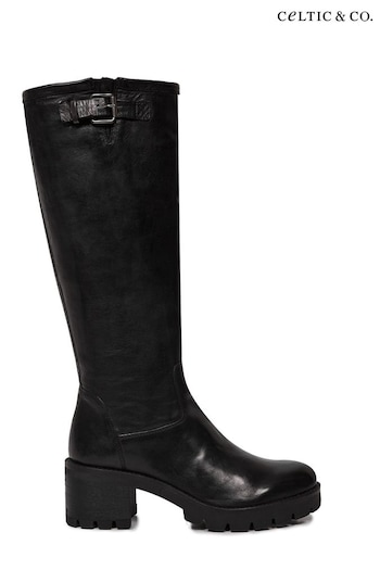 Celtic & Co. Wallabees Black Biker Knee Boots (M62089) | £225