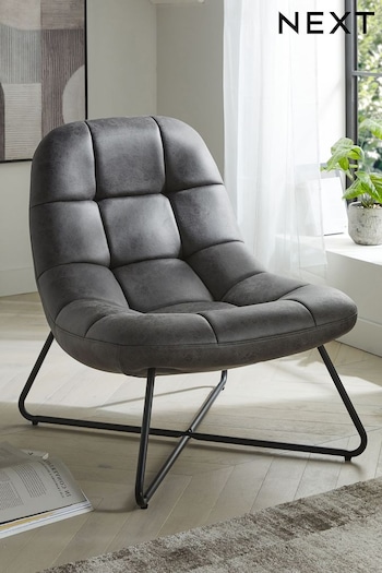Monza Faux Leather Dark Grey Truman Retro Accent Chair (M63150) | £299