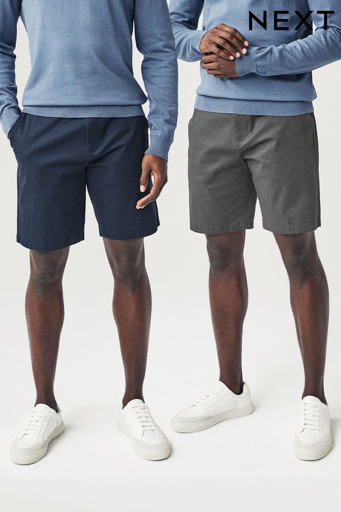 Navy/Charcoal Grey 2 Pack Straight Stretch Chino Shorts (M63163) | £36