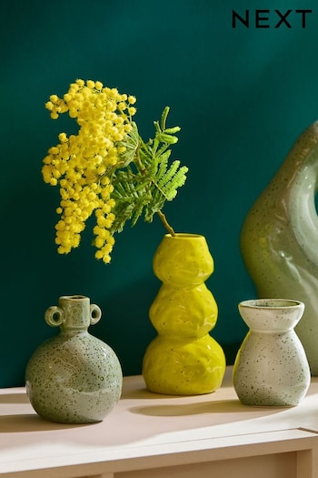 Set of 3 Green Organic Shaped Ceramic Vases (M64946) | £18