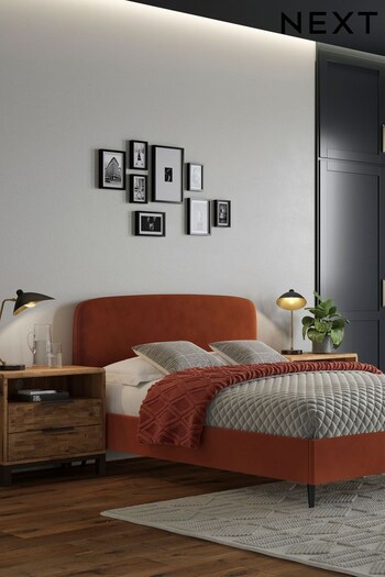 Soft Velvet Rust Brown Matson Upholstered Bed Frame (M65018) | £325 - £425
