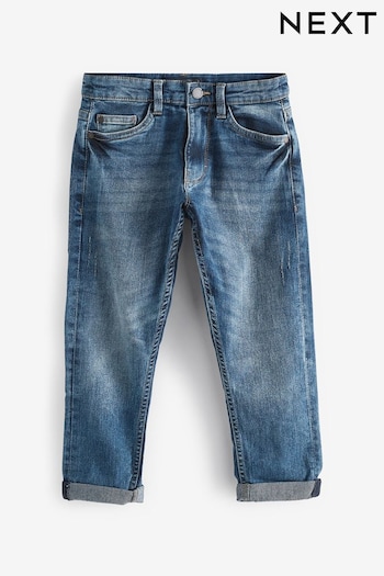 Blue Acid Wash Tapered Loose Fit Cotton Rich Stretch Jeans klein (3-17yrs) (M65069) | £12 - £17