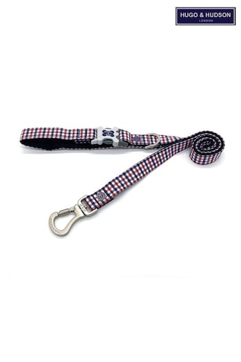 Blue Hugo & Hudson Blue Navy and Red Checked Dog Lead (M65702) | £20