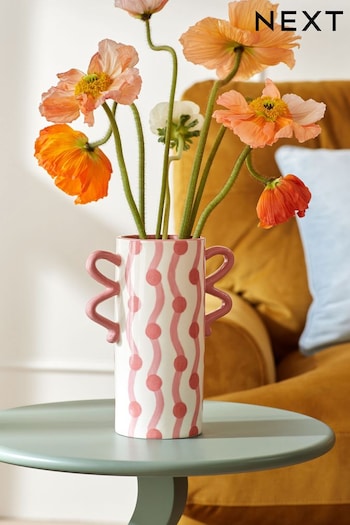 Pink Painted Ceramic Wiggle Vase (M66421) | £18