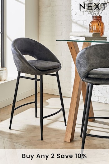 Monza Faux Leather Dark Grey Hewitt Fixed Height Non Arm Bar Stool (M66841) | £165