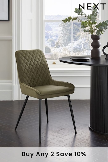 Set of 2 Soft Velvet Dark Sage Green Hamilton Non Arm Dining Chairs (M66845) | £250