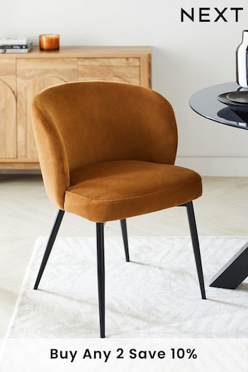 Set of 2 Soft Velvet Caramel Brown Otis Carver Arm Dining Chairs (M66847) | £270