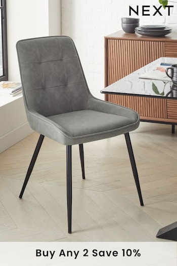 Set of 2 Arona Faux Leather Mid Grey Cole Non Arm Dining Chairs (M66852) | £250
