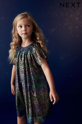 Metallic Rainbow Sparkle Mesh Party Dress (3-16yrs) (M66863) | £22 - £28