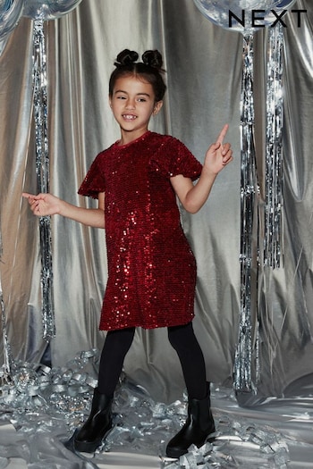 Red Velour Sequin Party Dress (3-16yrs) (M66864) | £25 - £31