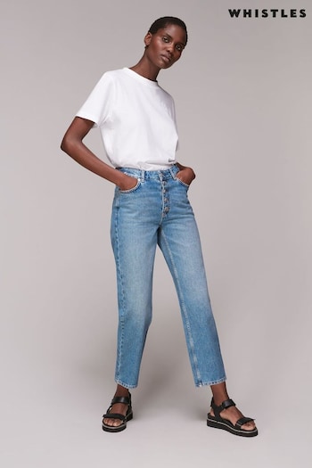 Whistles Authentic Hollie Button Crop Look Jeans (M66882) | £99