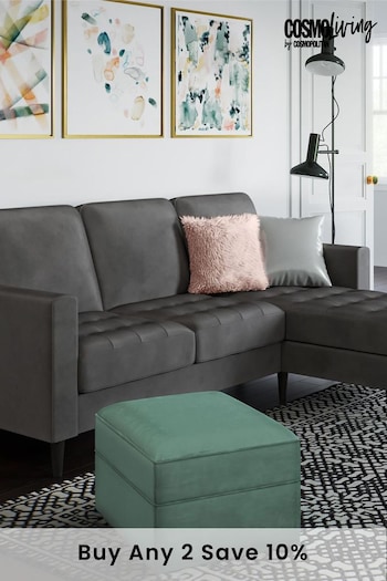 CosmoLiving Charcoal Grey Strummer Velvet Sectional Sofa (M66904) | £700