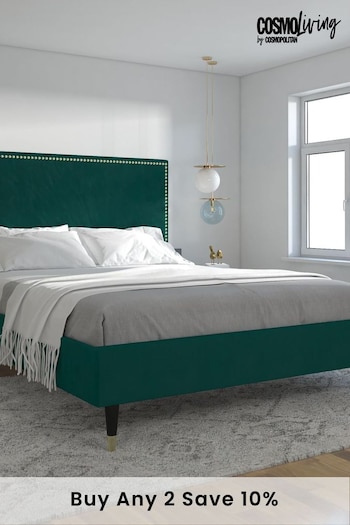 CosmoLiving Green Audrey Velvet Upholstered Bed (M66909) | £400