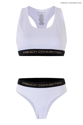 French Connection White Crop Top & Thong Set (M67124) | £28