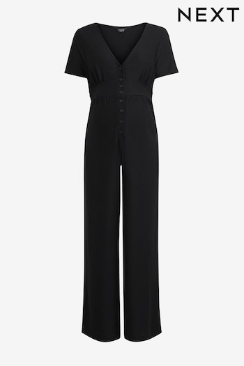 Black Maternity/Nursing Short Sleeve Jumpsuit (M67126) | £36